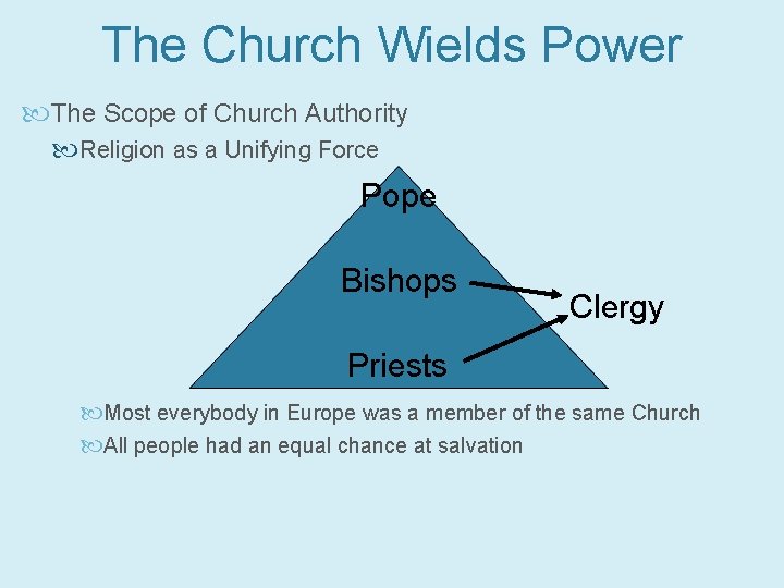 The Church Wields Power The Scope of Church Authority Religion as a Unifying Force