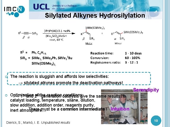 Silylated Alkynes Hydrosilylation The reaction is sluggish and affords low selectivities: → silylated alkynes