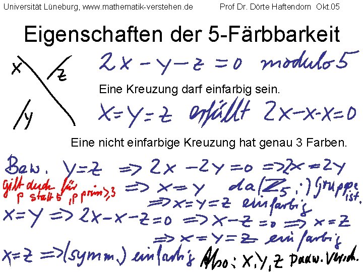 Universität Lüneburg, www. mathematik-verstehen. de Prof Dr. Dörte Haftendorn Okt. 05 Eigenschaften der 5