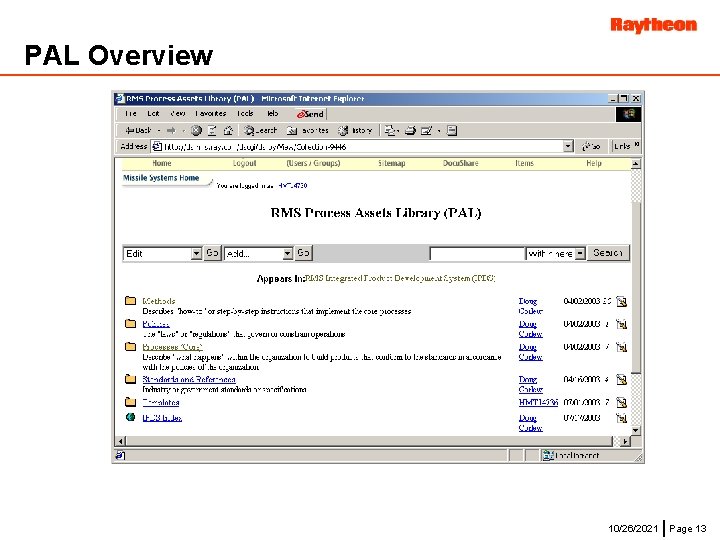 PAL Overview 10/26/2021 Page 13 