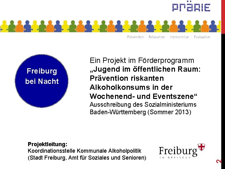 Freiburg bei Nacht Ein Projekt im Förderprogramm „Jugend im öffentlichen Raum: Prävention riskanten Alkoholkonsums