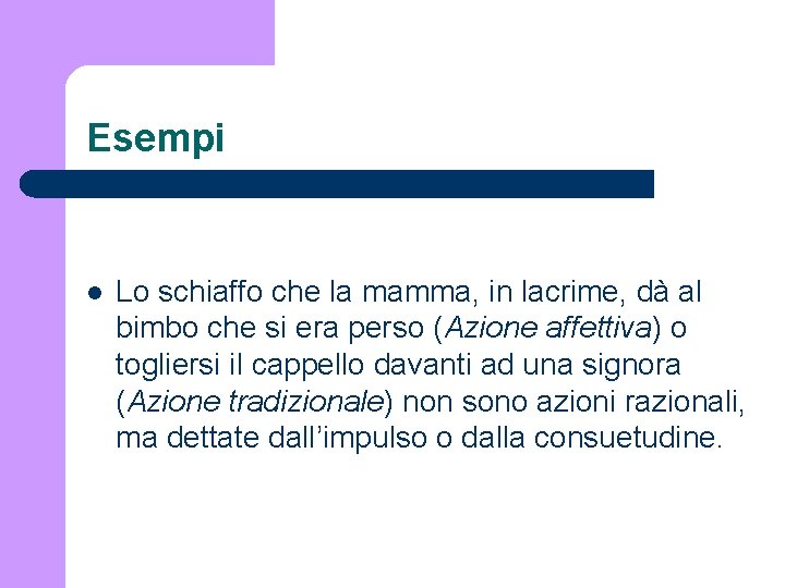 Esempi l Lo schiaffo che la mamma, in lacrime, dà al bimbo che si