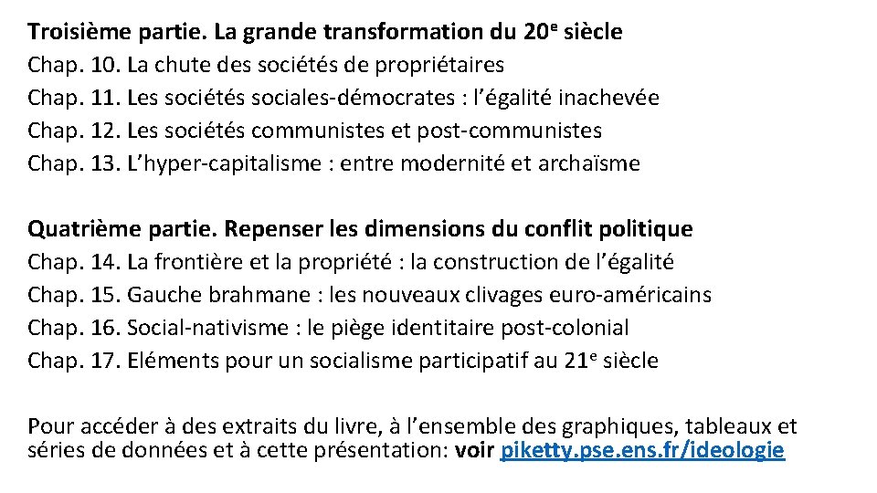 Troisième partie. La grande transformation du 20 e siècle Chap. 10. La chute des