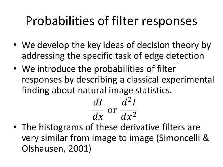 Probabilities of filter responses • 