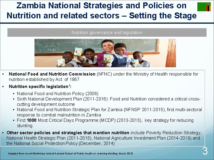 Zambia National Strategies and Policies on Nutrition and related sectors – Setting the Stage