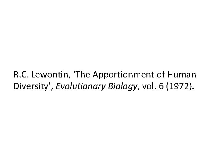 R. C. Lewontin, ‘The Apportionment of Human Diversity’, Evolutionary Biology, vol. 6 (1972). 