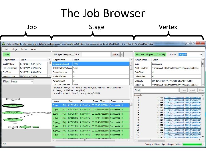 The Job Browser Job Stage Vertex The Job Browser Job Stage Vertex