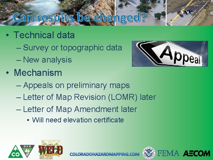 Can results be changed? • Technical data – Survey or topographic data – New