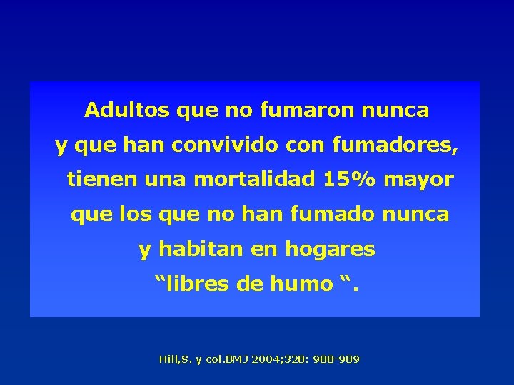 Adultos que no fumaron nunca y que han convivido con fumadores, tienen una mortalidad