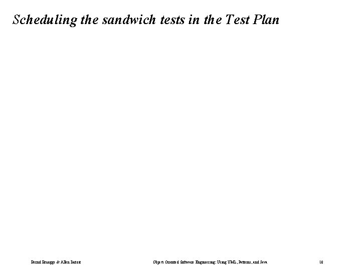 Scheduling the sandwich tests in the Test Plan Bernd Bruegge & Allen Dutoit Object-Oriented