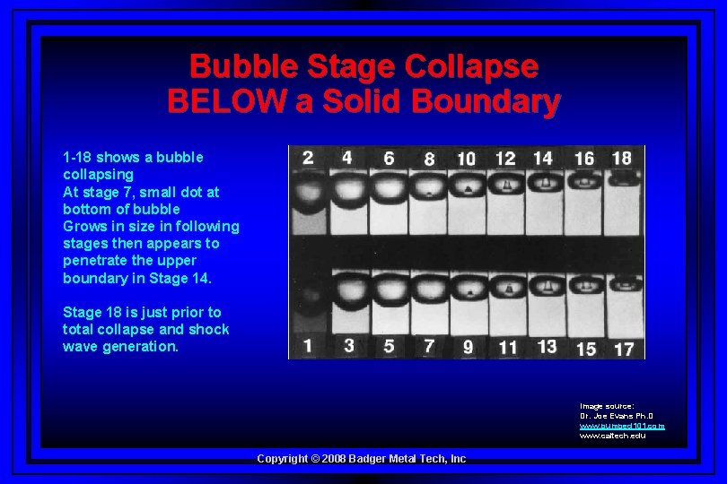 Bubble Stage Collapse BELOW a Solid Boundary 1 -18 shows a bubble collapsing At
