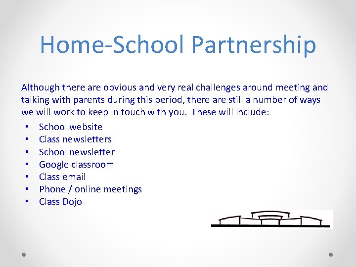 Home-School Partnership Although there are obvious and very real challenges around meeting and talking