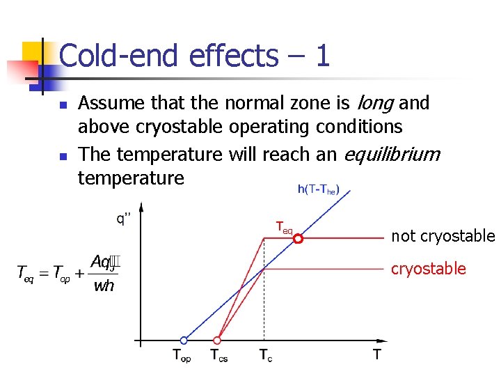 Cold-end effects – 1 n n Assume that the normal zone is long and