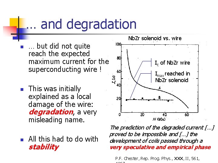 … and degradation Nb. Zr solenoid vs. wire n n n … but did