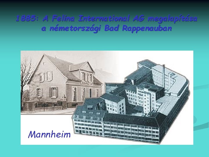 1885: A Felina International AG megalapítása a németországi Bad Rappenauban Mannheim 