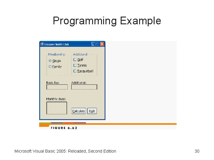 Programming Example Microsoft Visual Basic 2005: Reloaded, Second Edition 30 