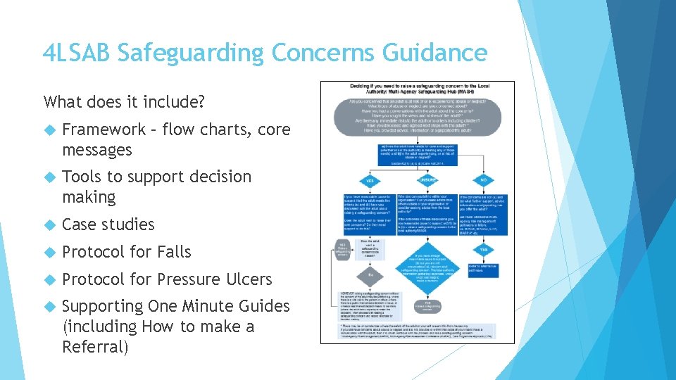 4 LSAB Safeguarding Concerns Guidance What does it include? Framework – flow charts, core