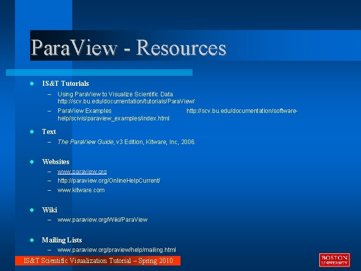 Para. View - Resources IS&T Tutorials – Using Para. View to Visualize Scientific Data