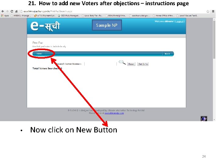 21. How to add new Voters after objections – instructions page Sample NP •