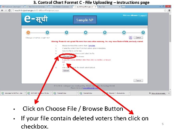 3. Control Chart Format C - File Uploading – instructions page Sample NP •