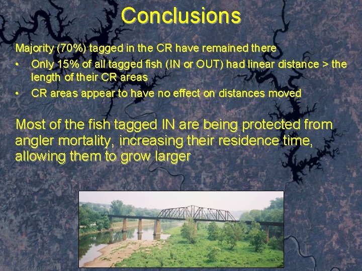 Conclusions Majority (70%) tagged in the CR have remained there • Only 15% of