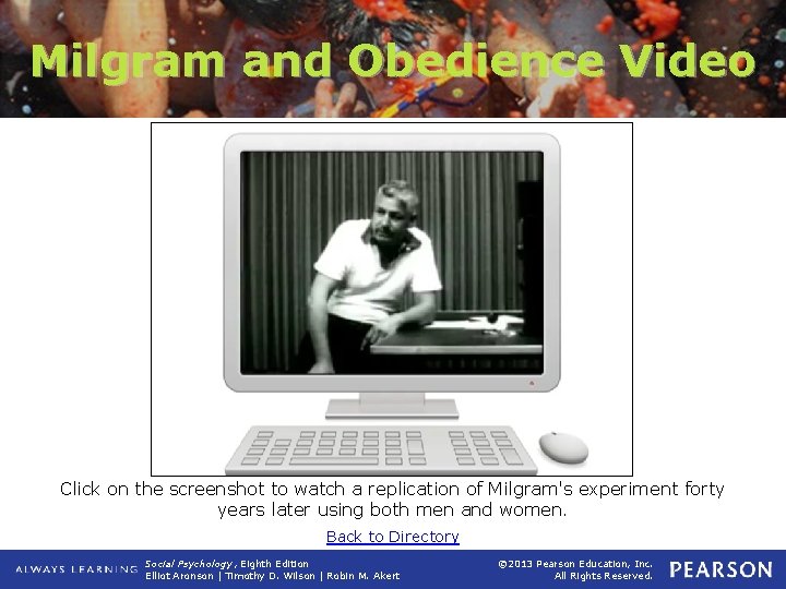 Milgram and Obedience Video Click on the screenshot to watch a replication of Milgram's