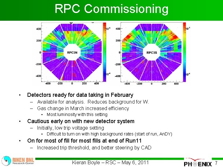 RPC Commissioning • Detectors ready for data taking in February – Available for analysis.