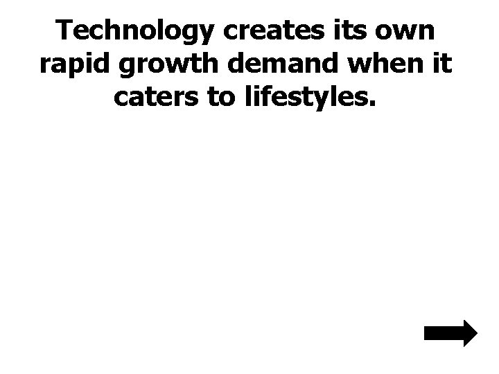 Technology creates its own rapid growth demand when it caters to lifestyles. 
