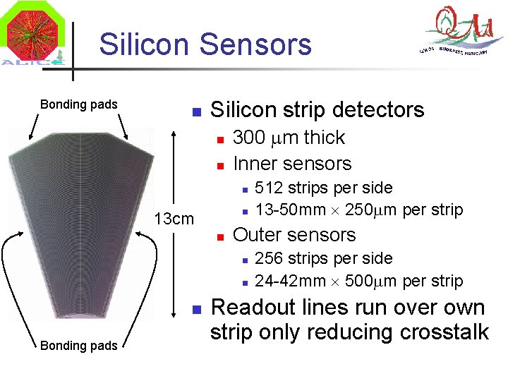 Silicon Sensors Bonding pads n Silicon strip detectors n n 300 m thick Inner