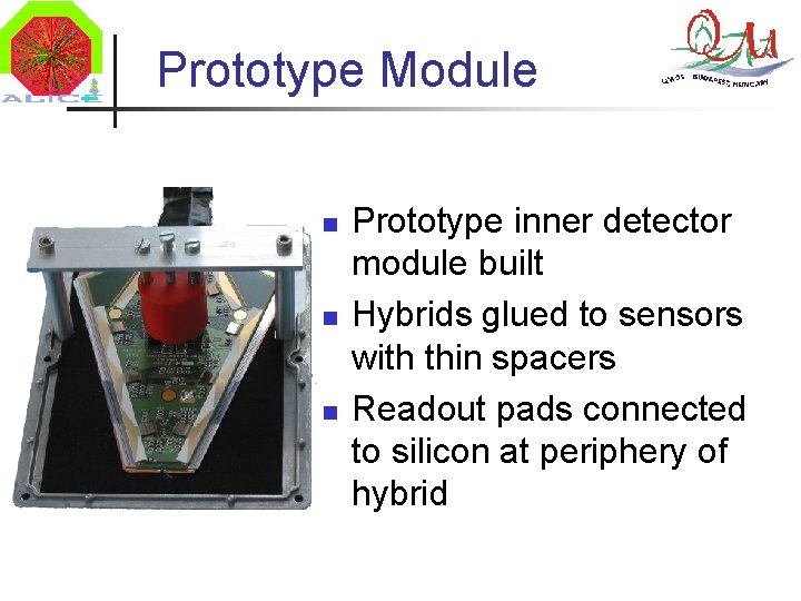 Prototype Module n n n Prototype inner detector module built Hybrids glued to sensors