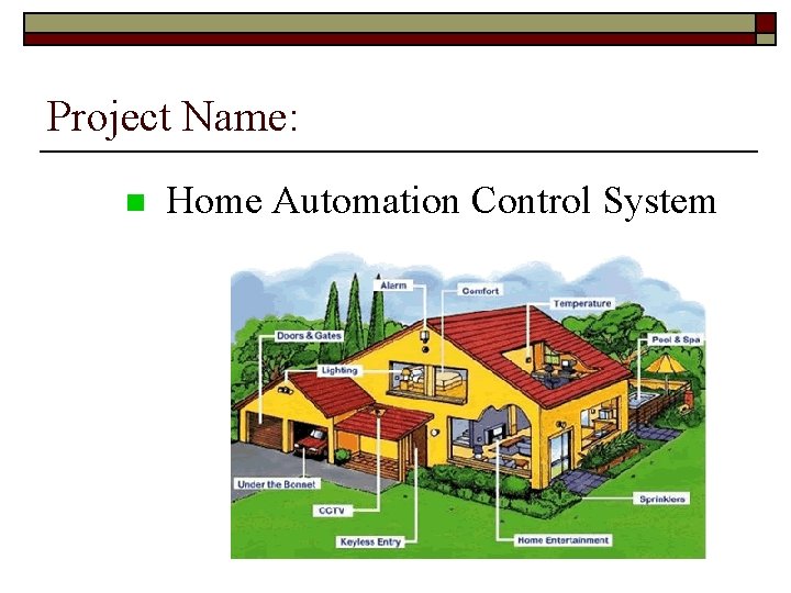 Project Name: Home Automation Control System o Project Name: Home Automation Control System o
