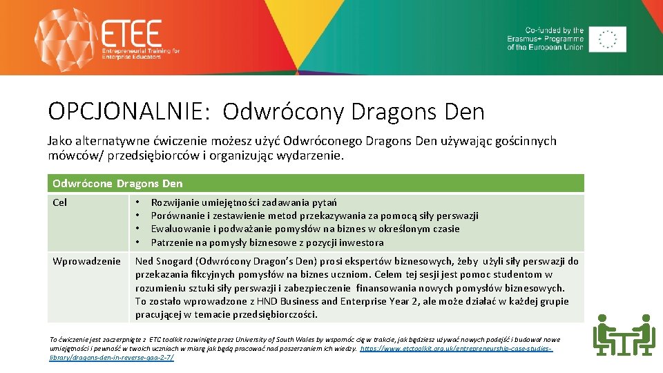 OPCJONALNIE: Odwrócony Dragons Den Jako alternatywne ćwiczenie możesz użyć Odwróconego Dragons Den używając gościnnych
