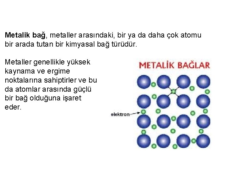 Metalik bağ, metaller arasındaki, bir ya da daha çok atomu bir arada tutan bir