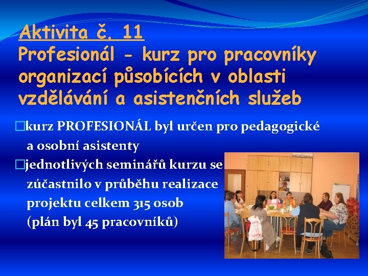 Aktivita č. 11 Profesionál - kurz pro pracovníky organizací působících v oblasti vzdělávání a