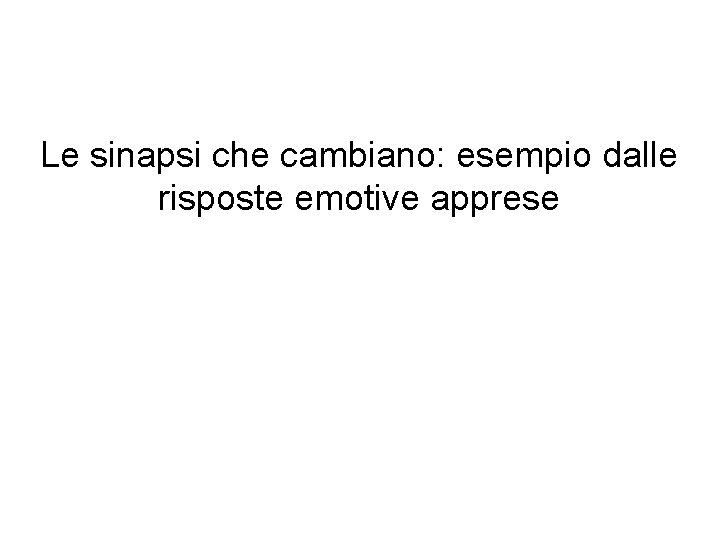 Le sinapsi che cambiano: esempio dalle risposte emotive apprese 