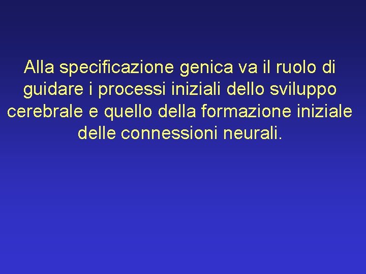 Alla specificazione genica va il ruolo di guidare i processi iniziali dello sviluppo cerebrale