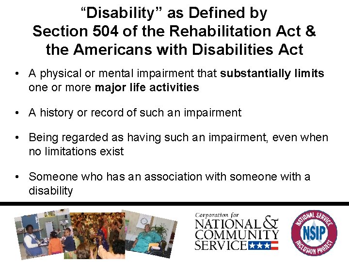 “Disability” as Defined by Section 504 of the Rehabilitation Act & the Americans with