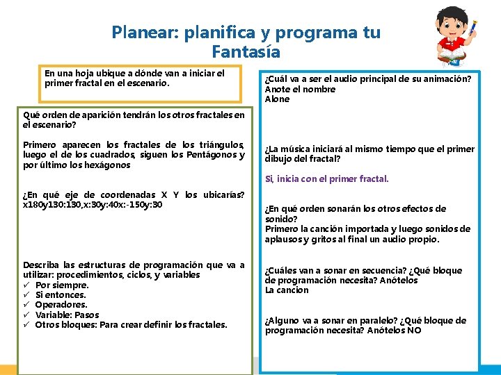 Planear: planifica y programa tu Fantasía En una hoja ubique a dónde van a