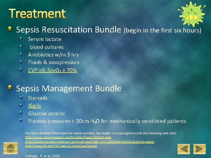 Treatment Sepsis Resuscitation Bundle (begin in the first six hours) Serum lactate blood cultures