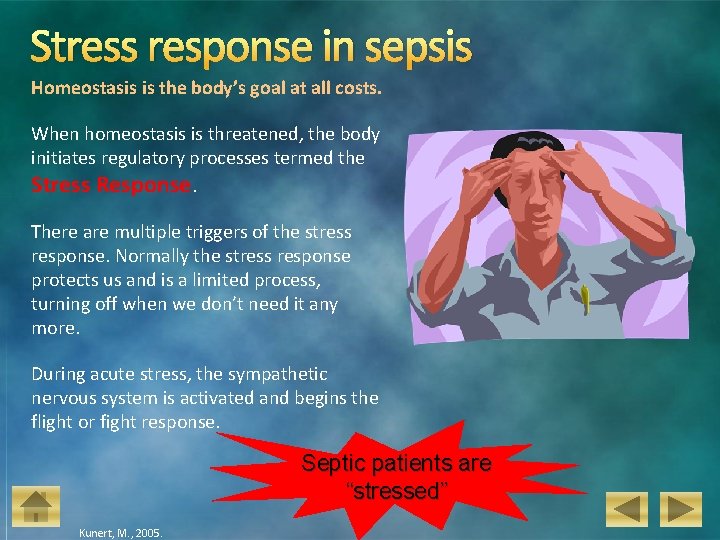 Stress response in sepsis Homeostasis is the body’s goal at all costs. When homeostasis