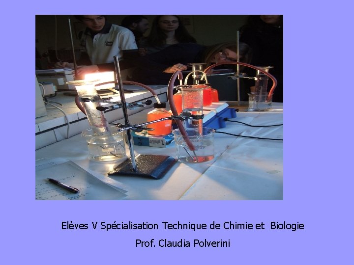 Elèves V Spécialisation Technique de Chimie et Biologie Prof. Claudia Polverini 