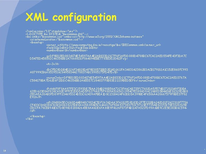 XML configuration <? xml version="1. 0" standalone="yes" ? > <!--DOCTYPE ibe SYSTEM "ibecommon. dtd"
