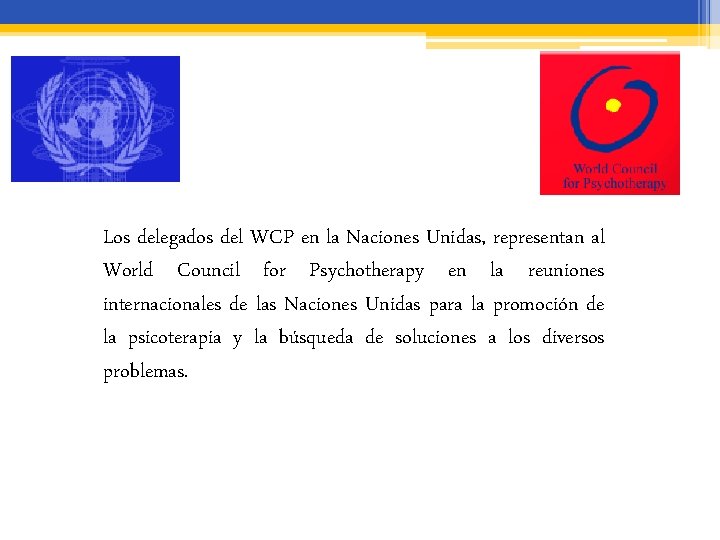 Los delegados del WCP en la Naciones Unidas, representan al World Council for Psychotherapy