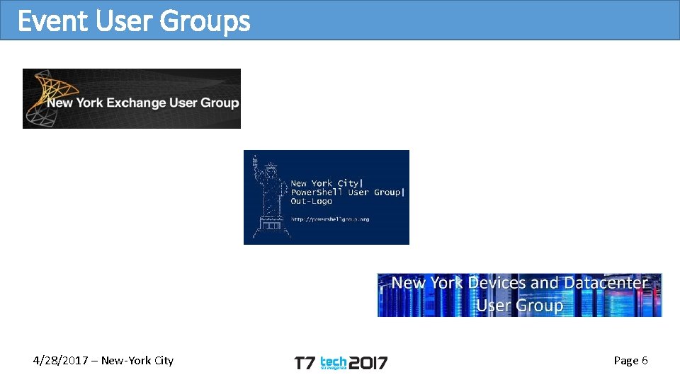 Event User Groups 4/28/2017 – New-York City Page 6 