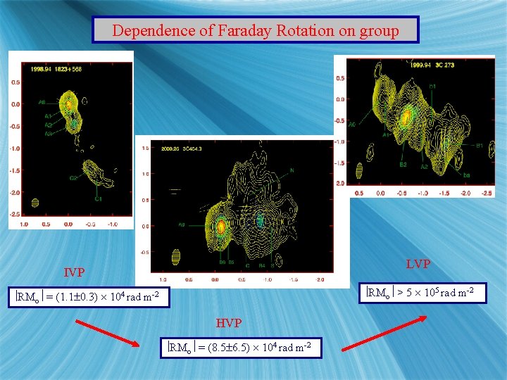 Dependence of Faraday Rotation on group LVP IVP RMo > 5 105 rad m-2