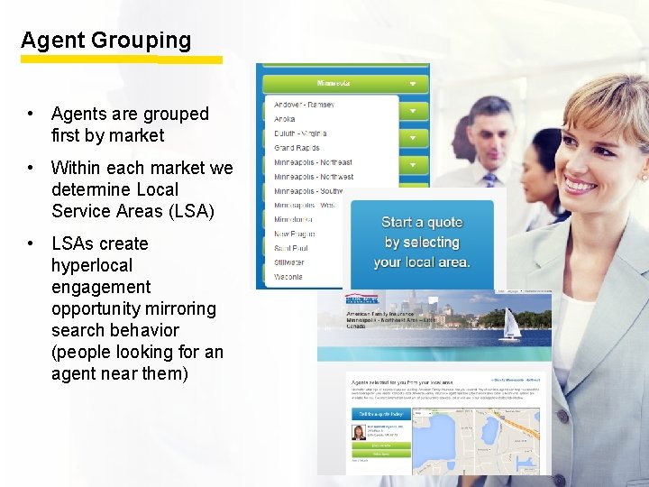 Agent Grouping • Agents are grouped first by market • Within each market we