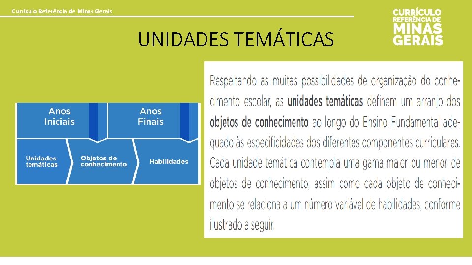 Currículo Referência de Minas Gerais UNIDADES TEMÁTICAS 
