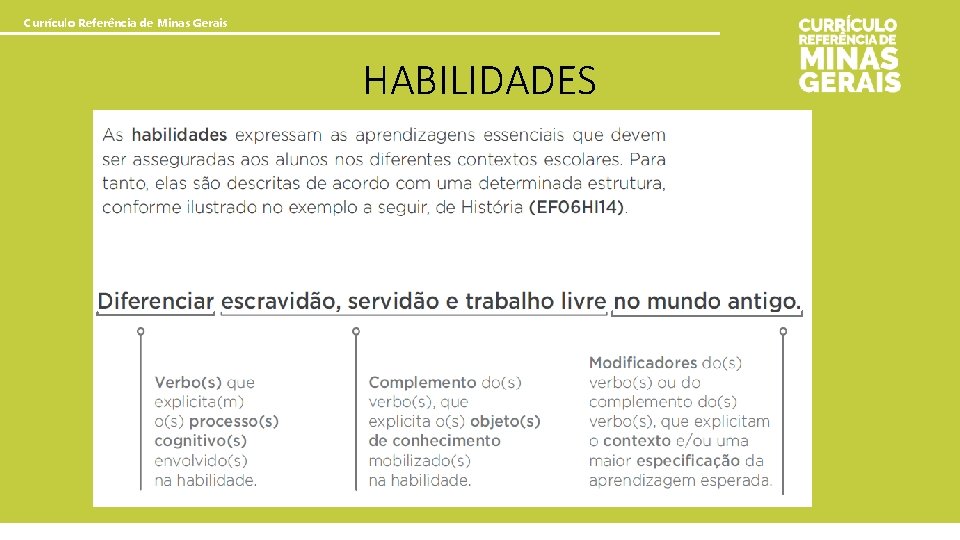 Currículo Referência de Minas Gerais HABILIDADES 