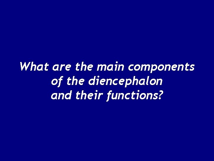 What are the main components of the diencephalon and their functions? 