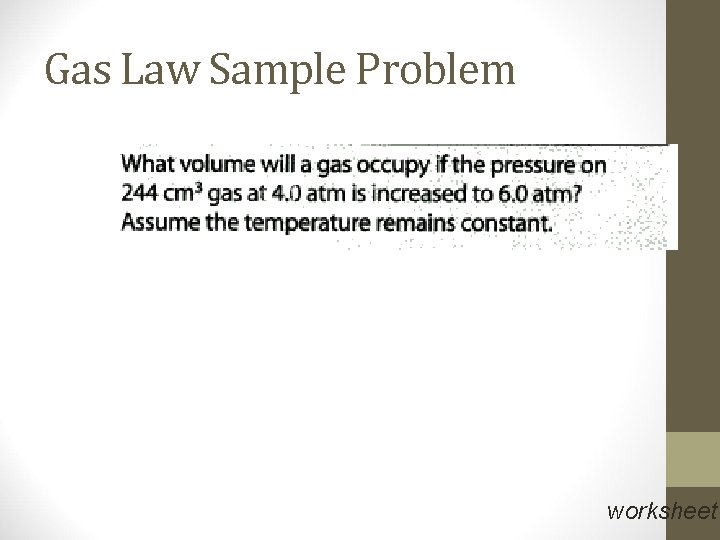 Gas Law Sample Problem worksheet 